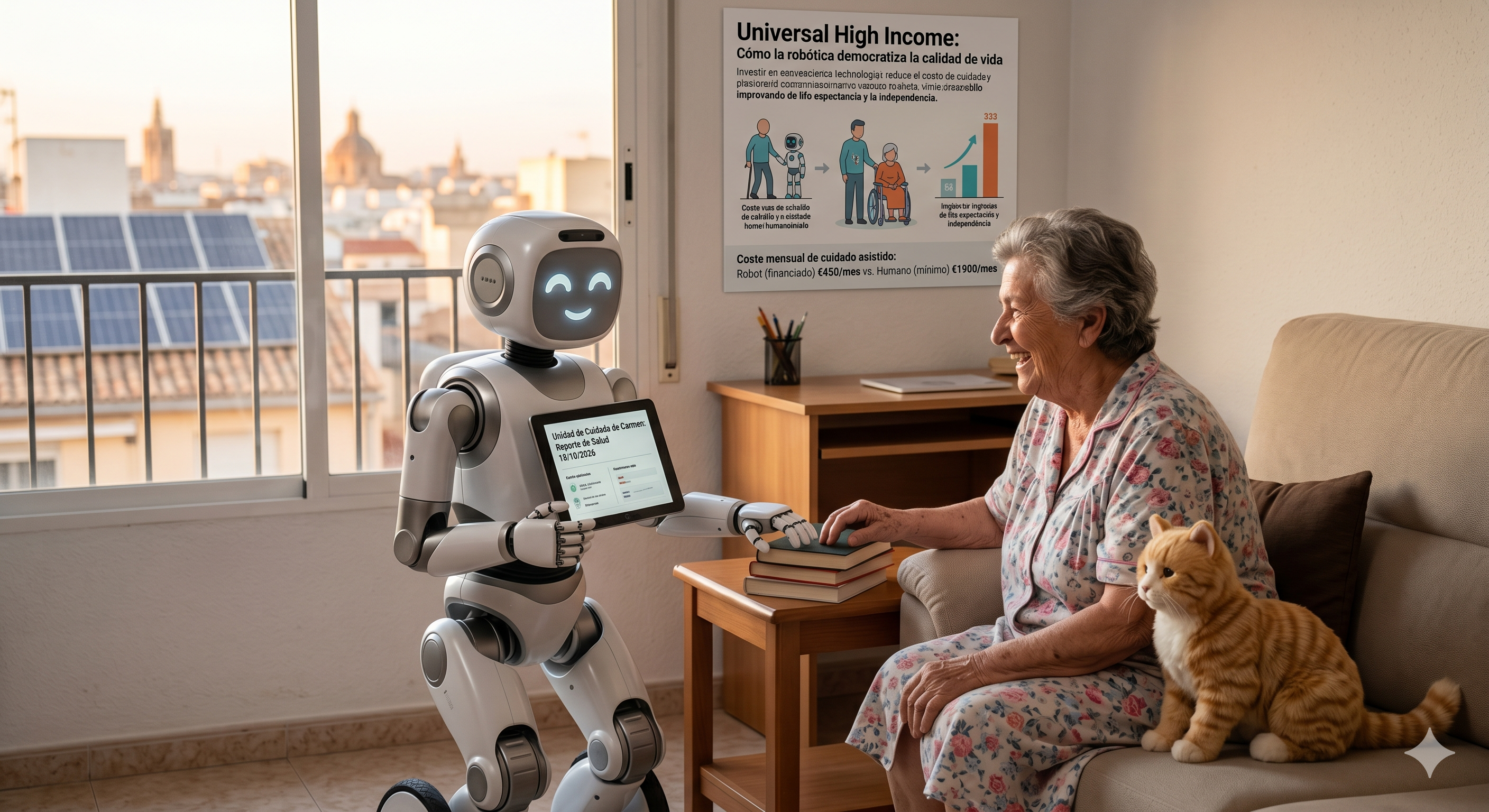 Anciana interactuando con robot